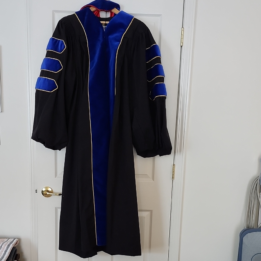 Women's Black and Blue Academic Gown